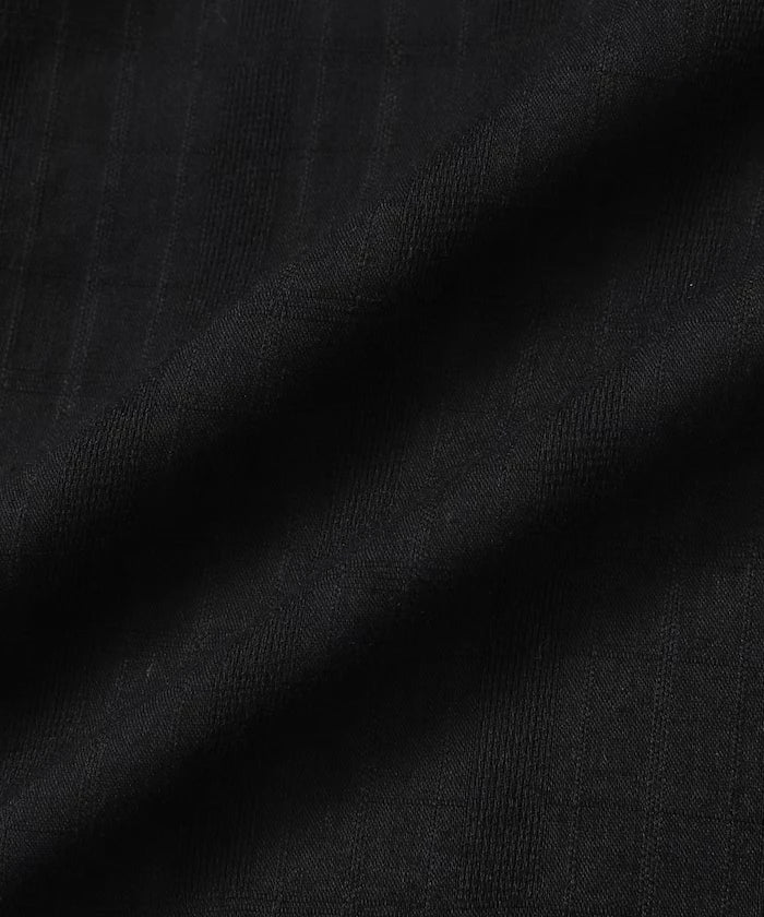 Jacquard Relaxed Fit Open Collar Short Sleeve Shirt Semi-Sheer Dobby Weave