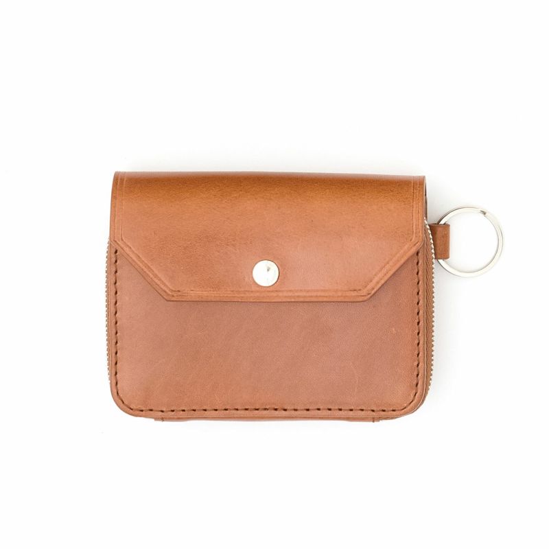 OILED ANTIQUE LEATHER SHORT WALLET/CAMEL