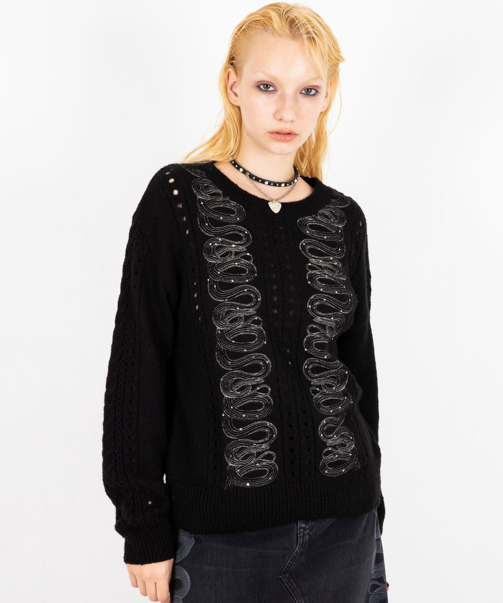 SNAKE LOOP Embroidery Sweater