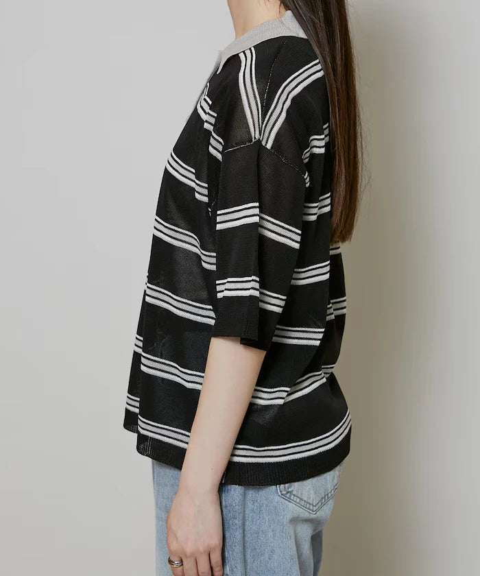 Sheer Border Short Sleeve Polo Summer Knit Limited Release