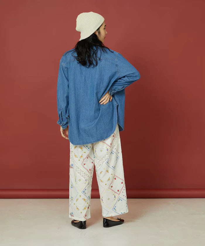 Flower Handkerchief Embroidered Pants