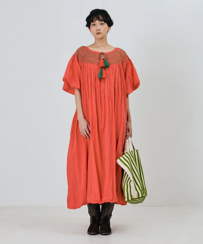 India Colored Smocked Balloon Dress