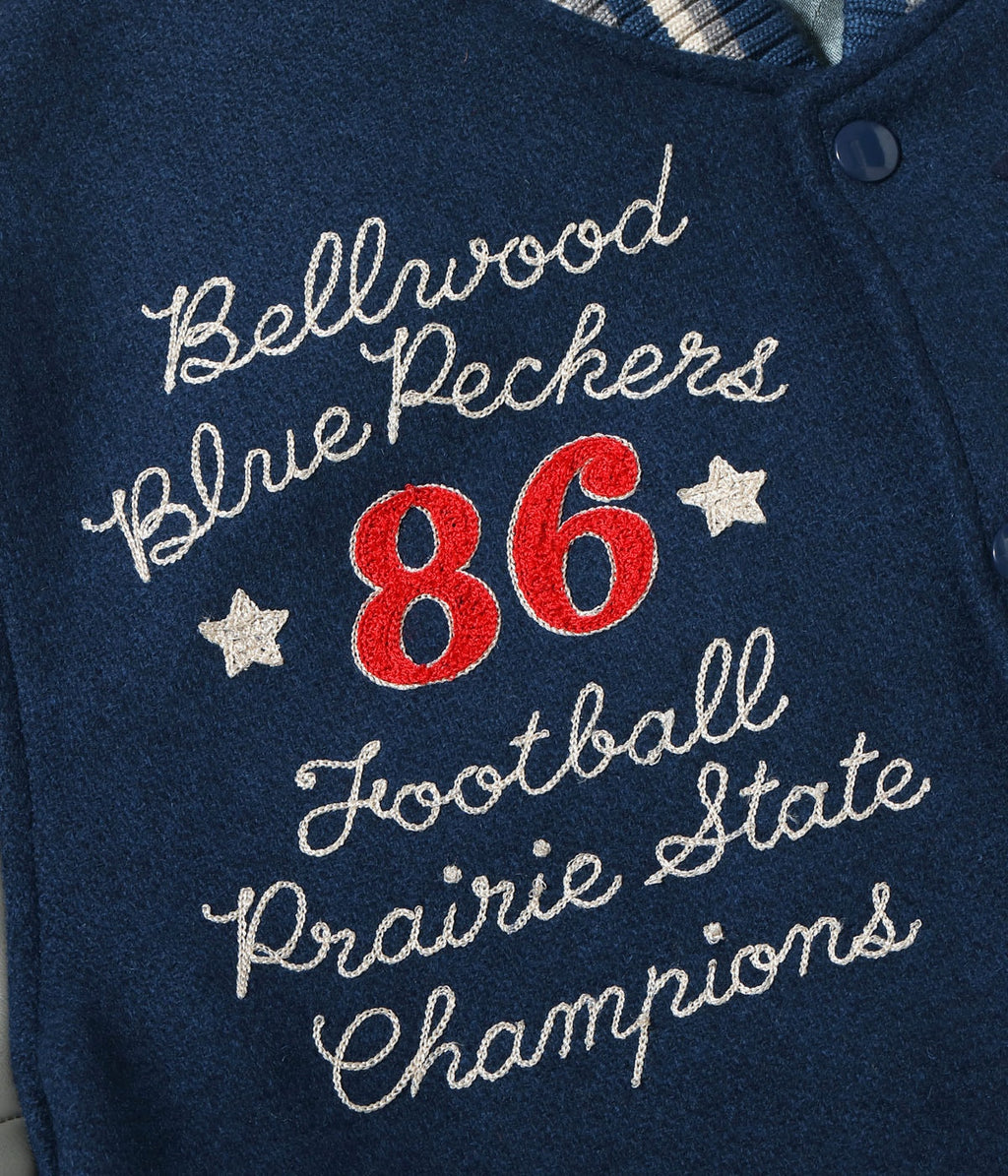 30oz. WOOL MELTON AWARD JACKET “BLUE PECKERS” (NAVY)