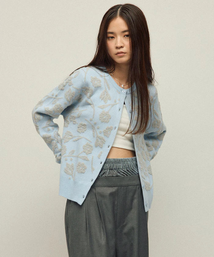 Flower Jacquard Knit Cardigan