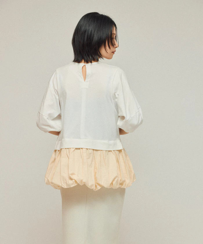 Organic Cotton Peplum Switch Top / 5-minute Sleeve T-Shirt