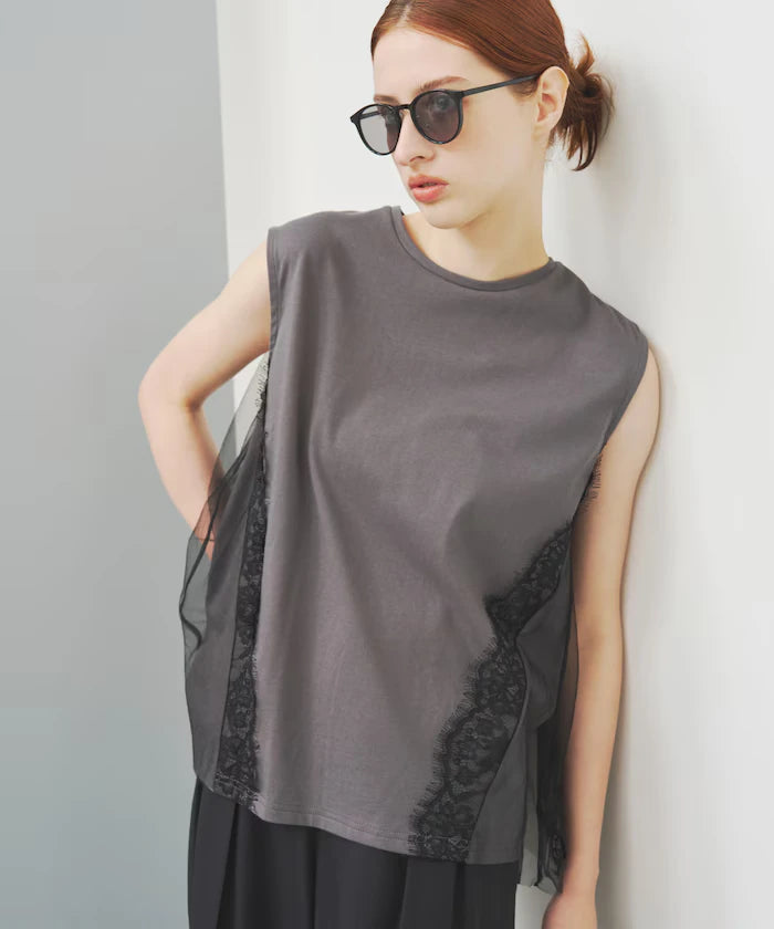 Organic Cotton Tulle Lace Docking Top