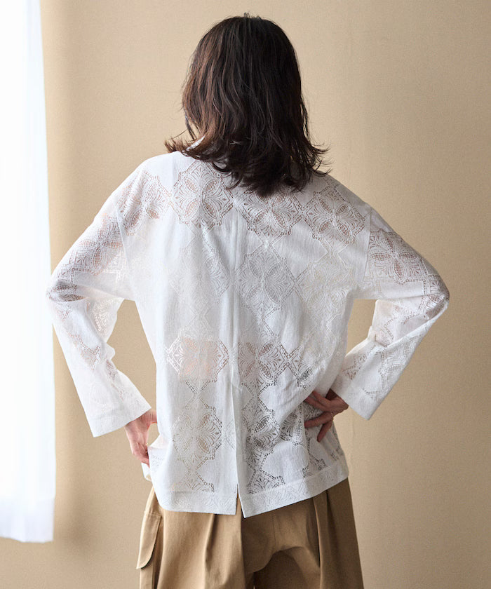 [February 12 12:00 Release] Panel Lace Shirt Jacket / Compatible with Setup