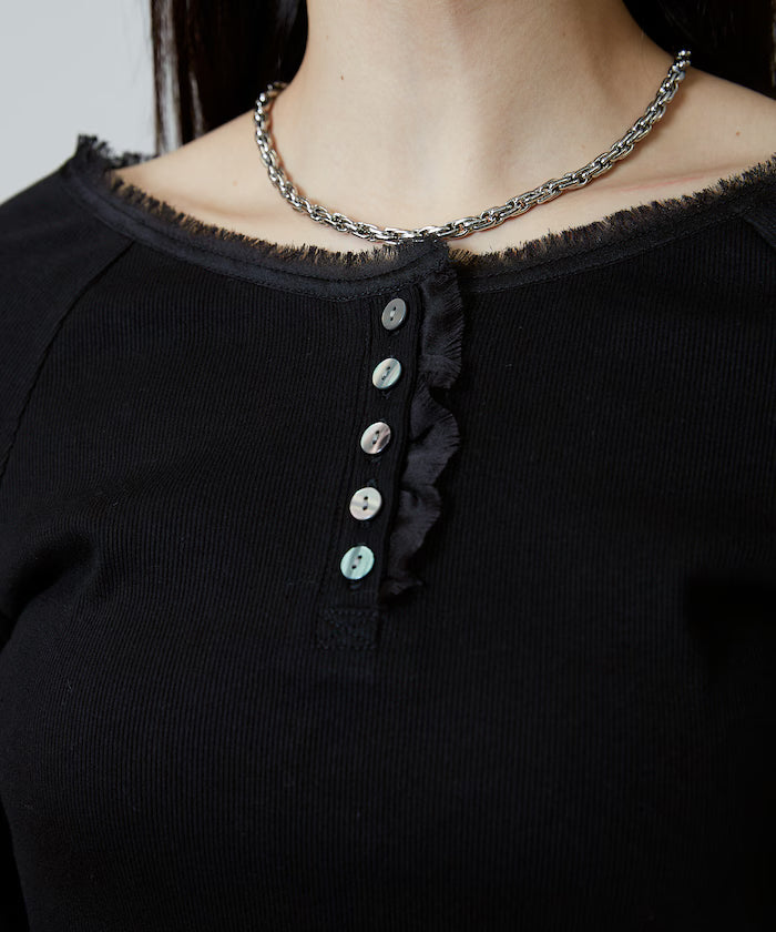 Lace Insert Long Sleeve T-Shirt