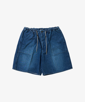 circular fatigue shorts denim damaged