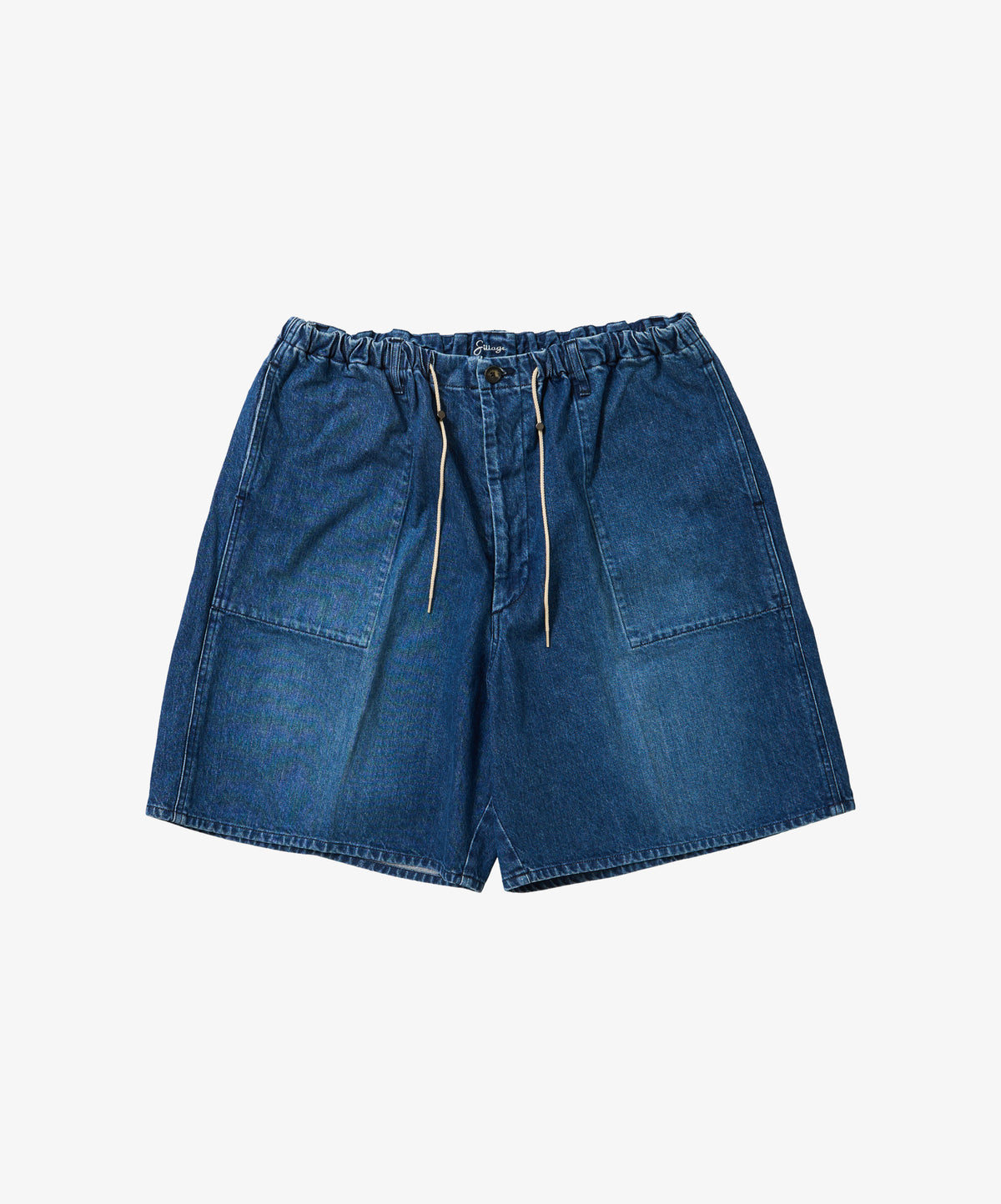 circular fatigue shorts denim damaged
