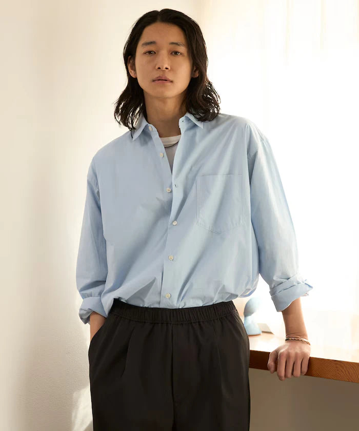 Nuance Color Oversized Regular Collar Long Sleeve Shirt