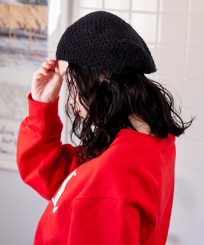 Lace Knit Beret Hat