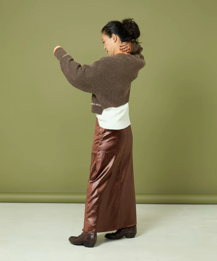 Short Length Color-block Knit Cardigan