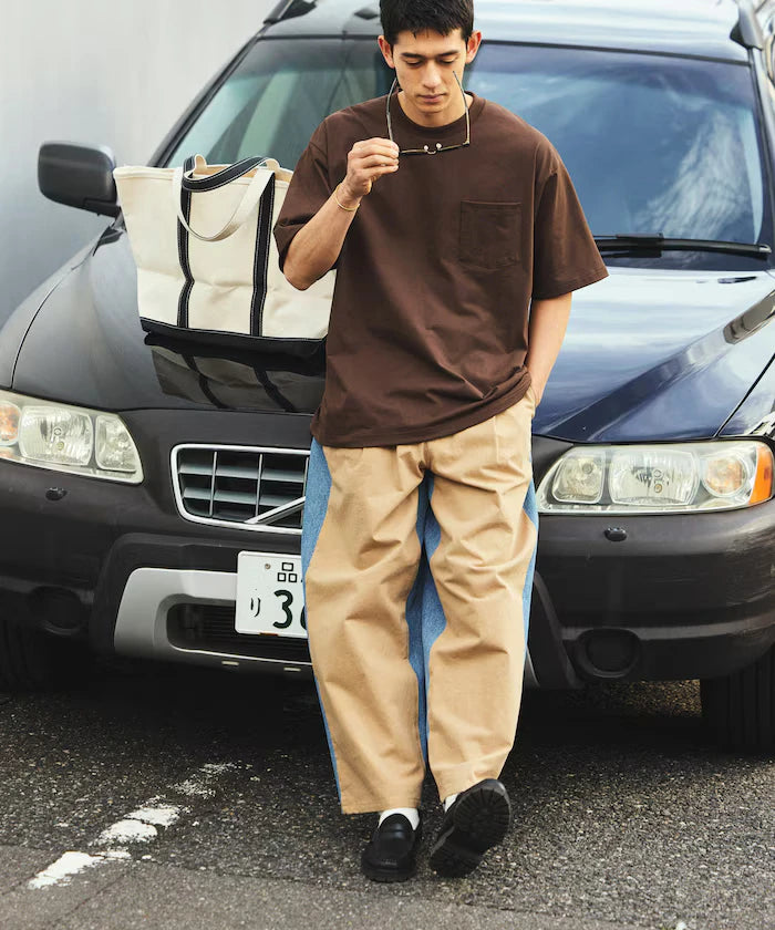 Chino Denim Docking Pants / Wide Straight Pants