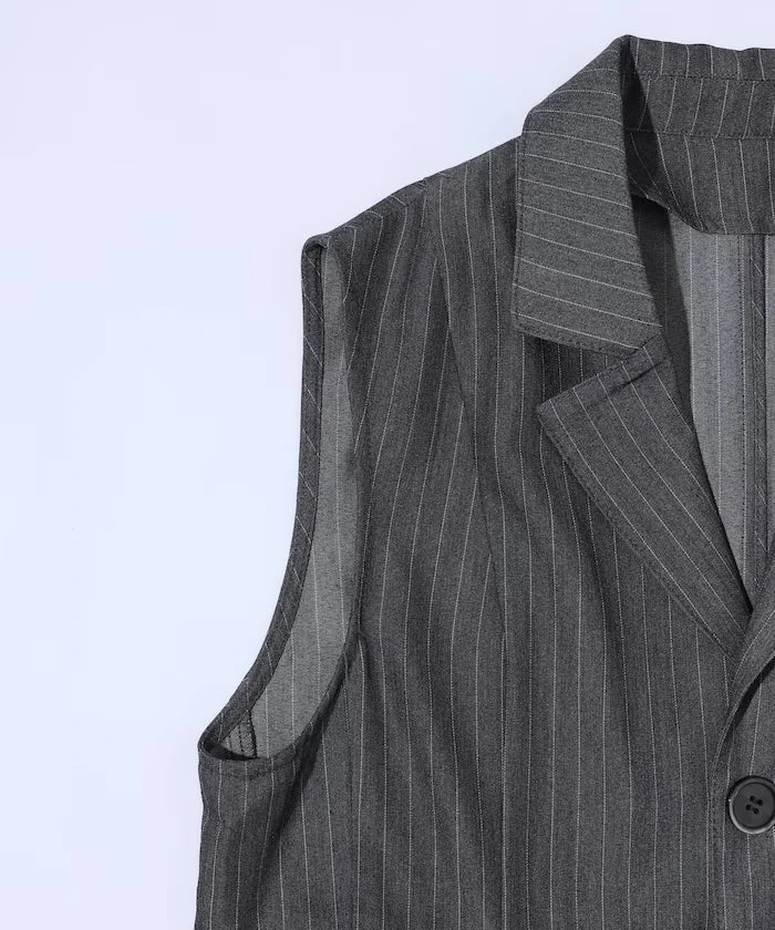 Pinstripe Flare Hem Short Vest