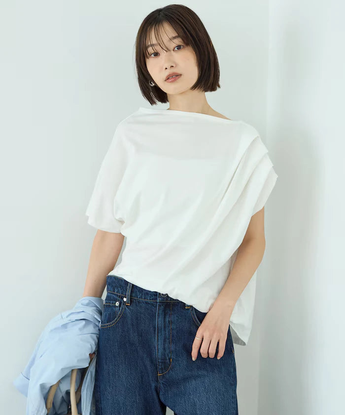 Organic Cotton Asymmetrical Draped Top