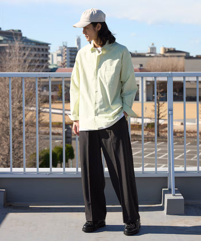Nuance Color Oversized Regular Collar Long Sleeve Shirt