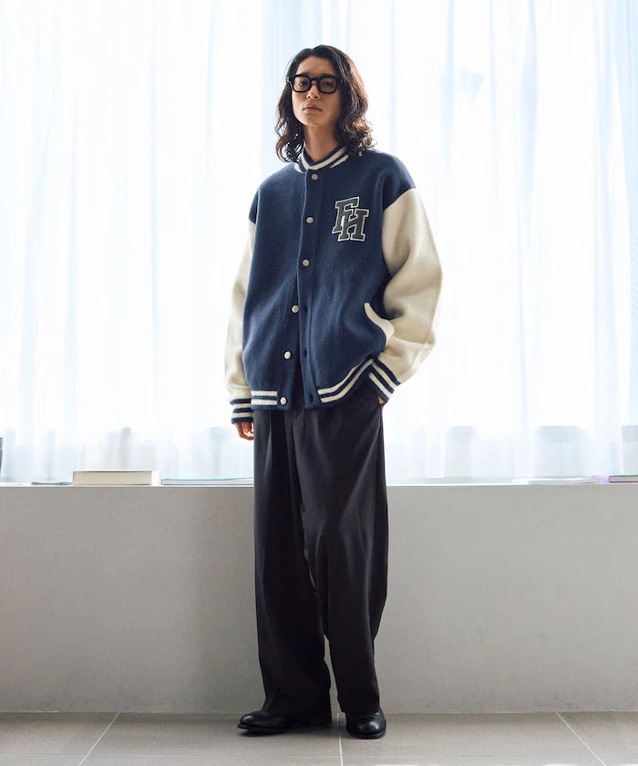Relaxed Fit Logo Knit Varsity Jacket