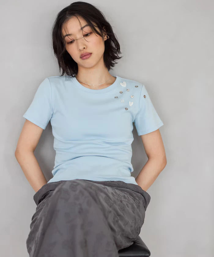 Many Button Cotton Modal Short Sleeve T-Shirt