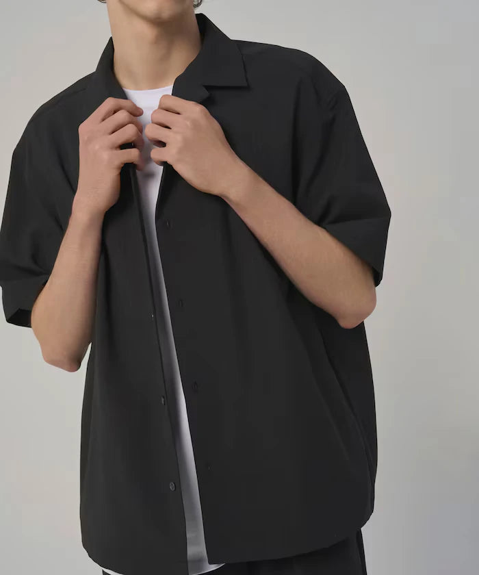 Functional Material Open Collar Short Sleeve Shirt Set 3 Piece Set / Washable / UV Cut / Quick Dry / Cooling Touch