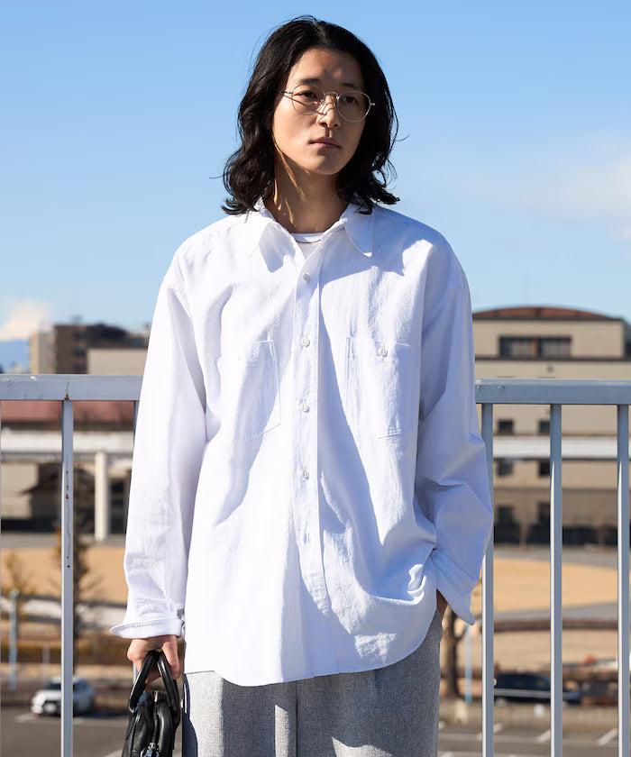 Oversized Classic Regular Collar Chambray Shirt Long Sleeve