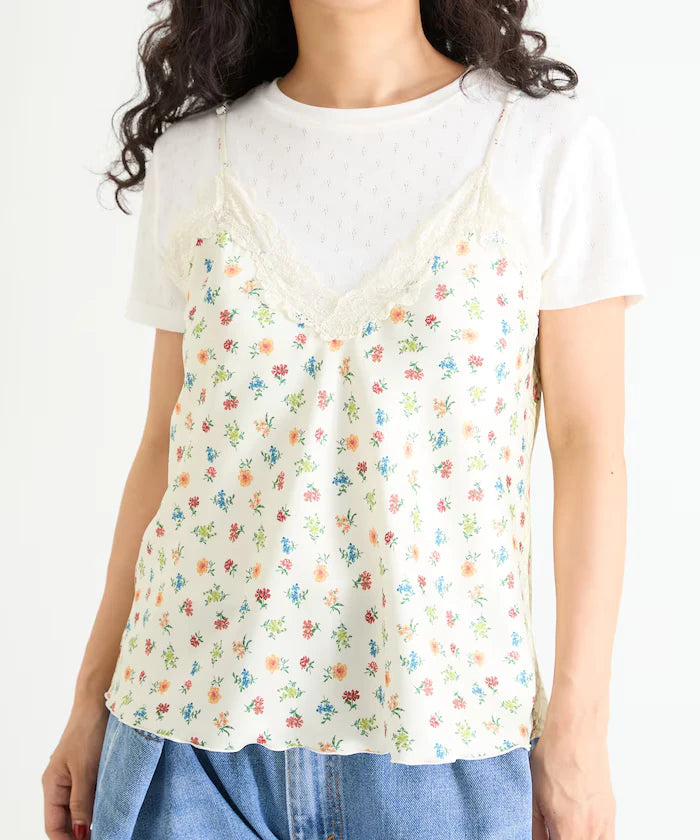 2WAY Floral Satin Camisole