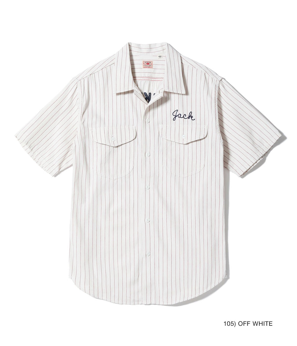 COKE STRIPE WORK SHIRT with CHAIN EMBROIDERED