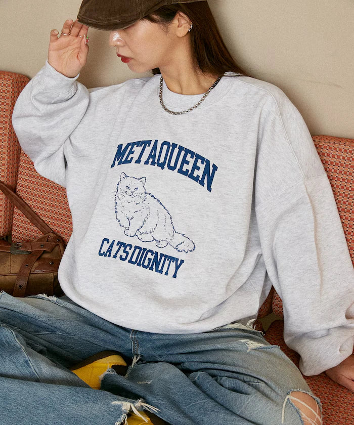 METAQUEEN Flocky Cat Brushed Back Sweat Limited Edition