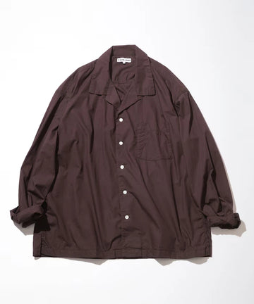 Magazine Pocket Broadcloth Open Collar Shirt