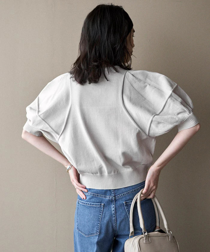 Japan Made Whole Garment Puff Sleeve Top