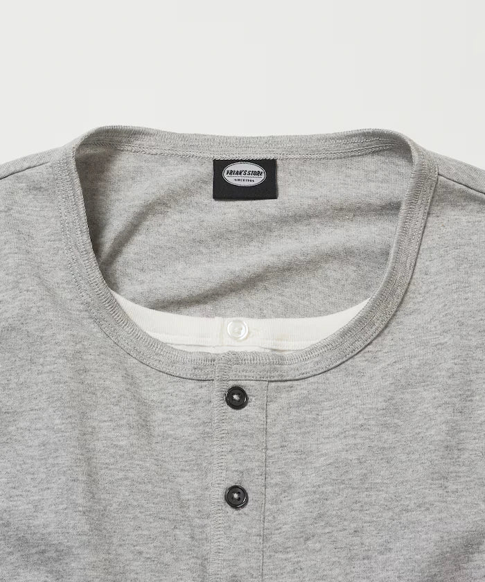 Fake Layered Henry Neck Cut-and-sew Short Sleeve T-shirt [Limited Edition]