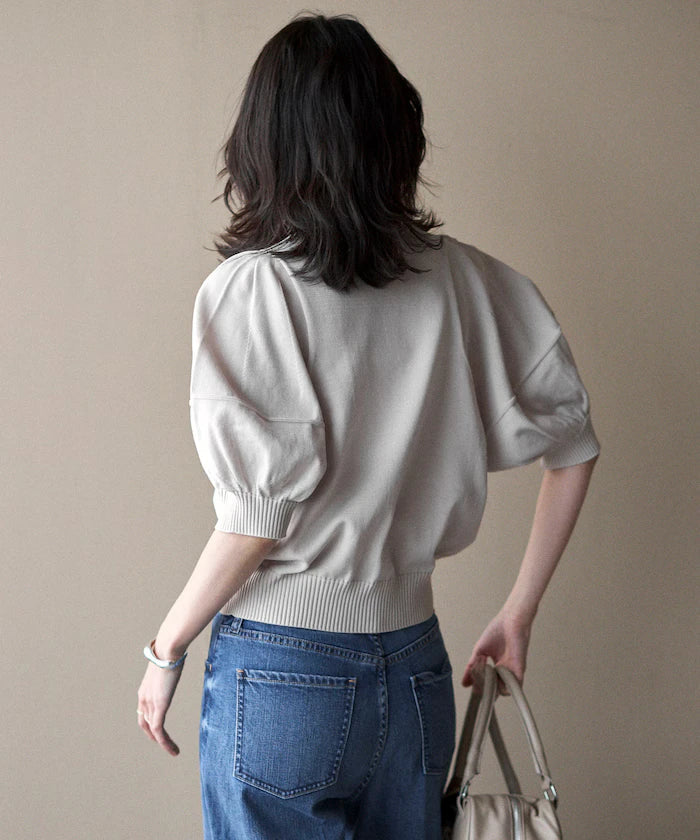 Japan Made Whole Garment Puff Sleeve Top