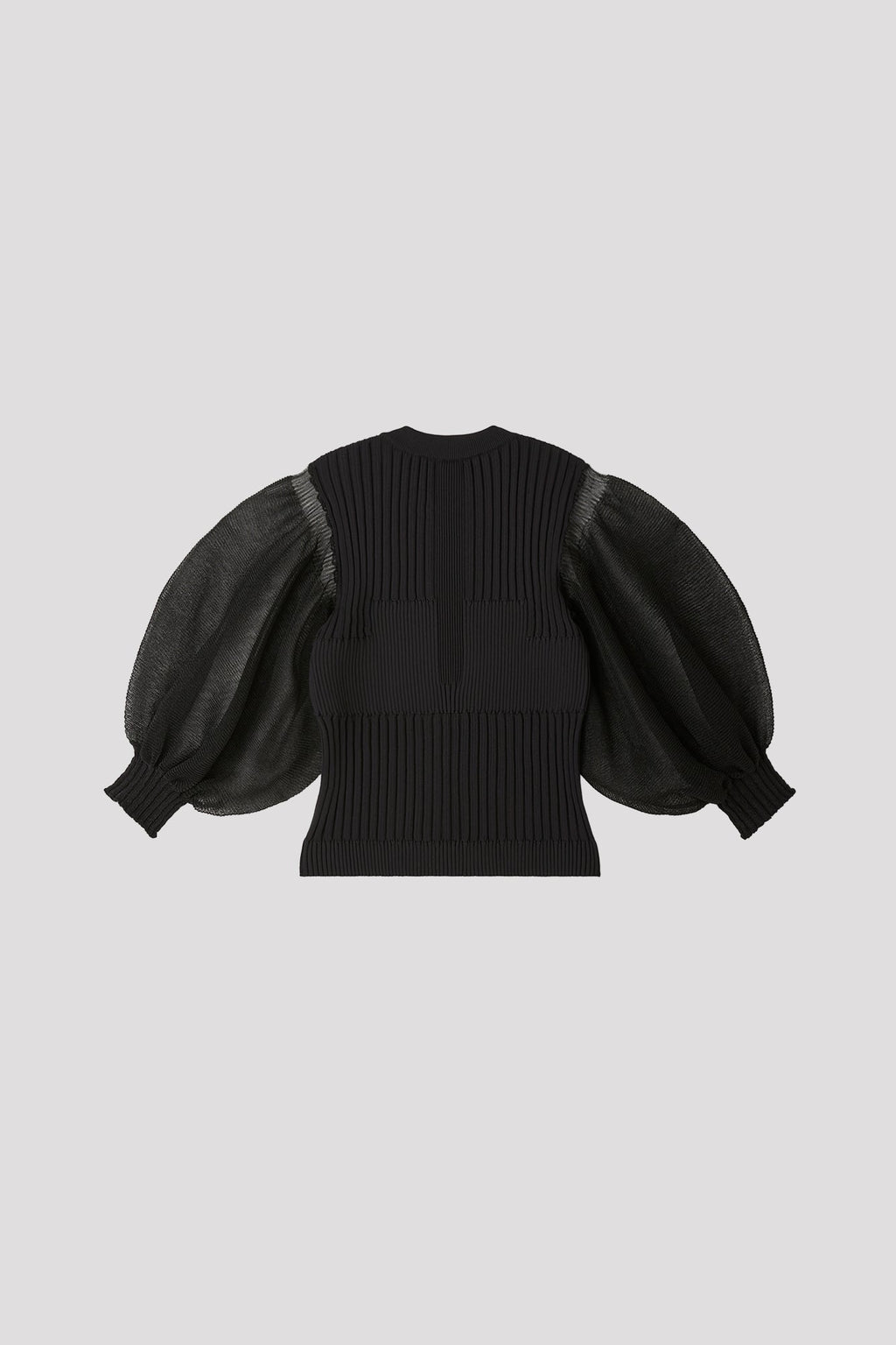 FLUTED LUCENT PUFF SLEEVE CARDIGAN