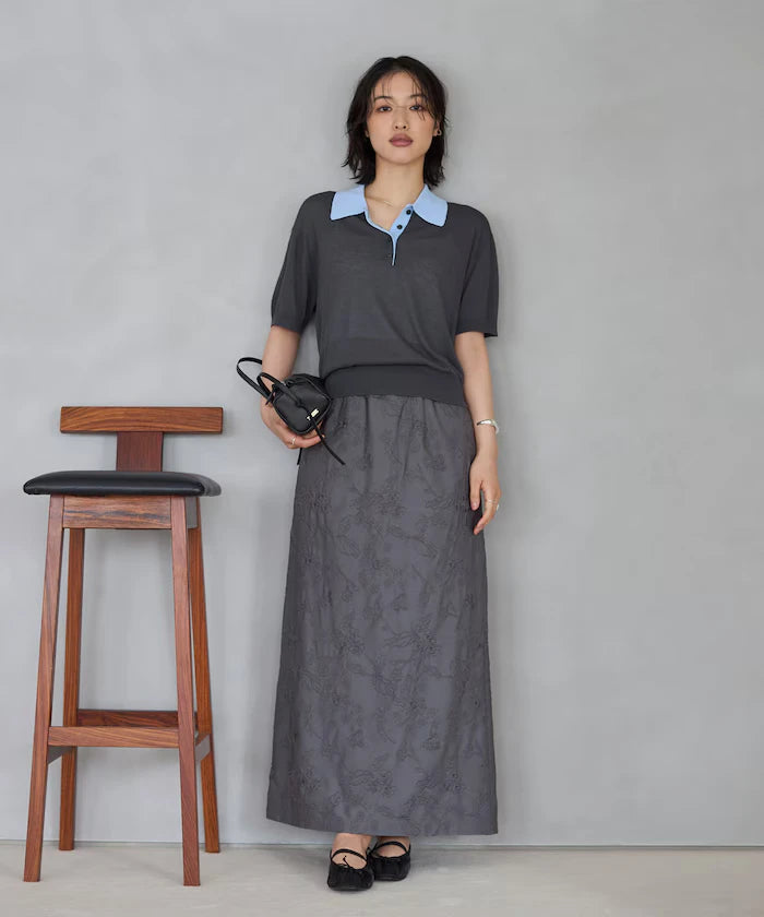 Relaxed Fit Color Design Polo Knit / Bicolor / Multi Stripe
