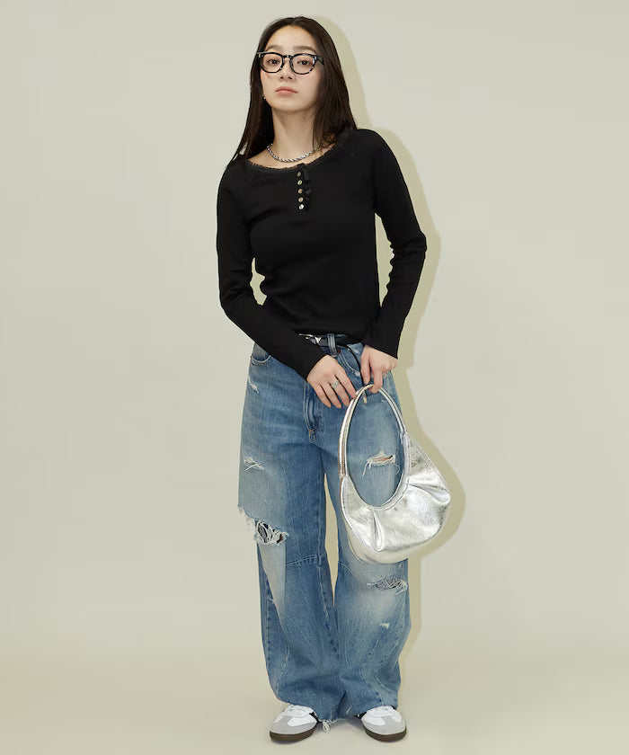 Lace Insert Long Sleeve T-Shirt