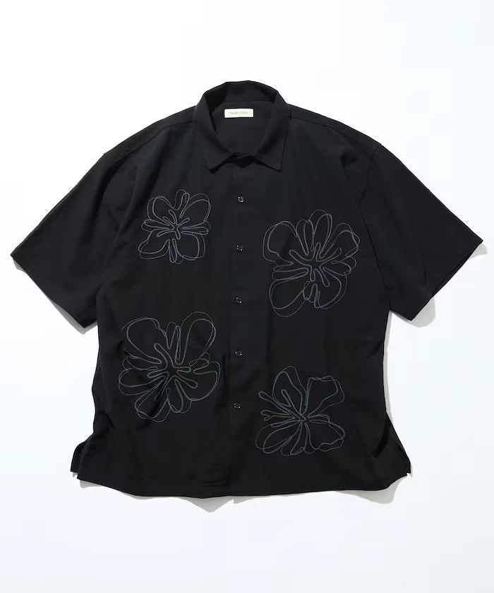 Relaxed Fit Floral Embroidered Short Sleeve Open Collar Shirt [Limited Edition]