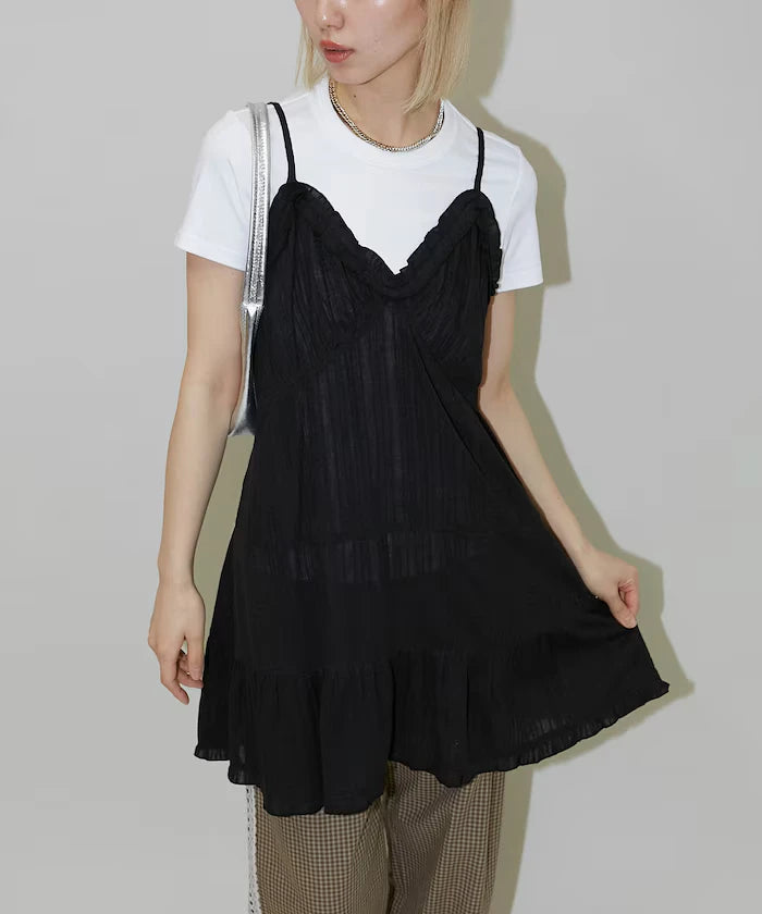 India Cotton Ruffle Tiered Camisole Mini Dress Limited Edition