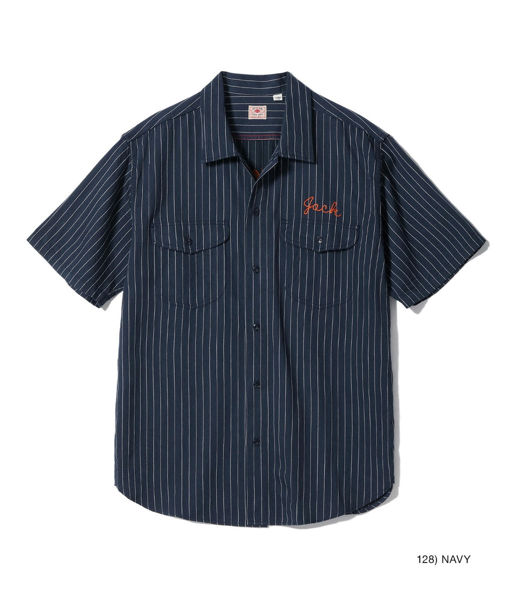 COKE STRIPE WORK SHIRT with CHAIN EMBROIDERED