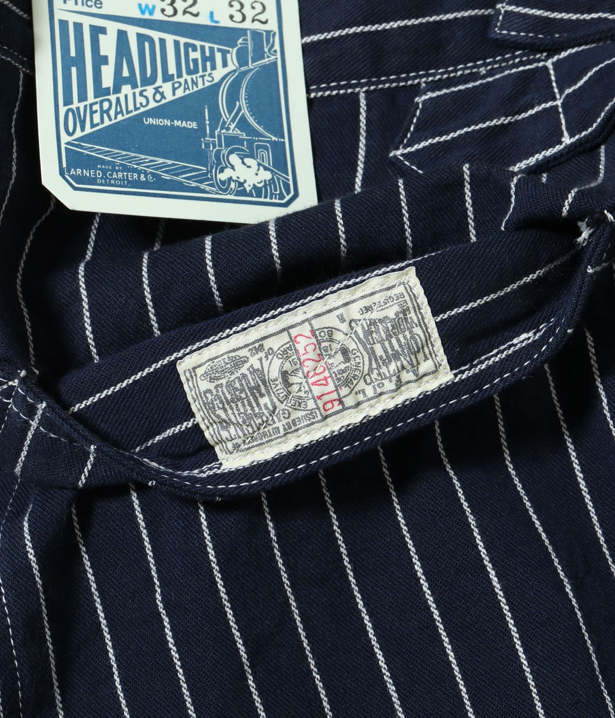 HEADLIGHT 8oz. SPECIAL WOVEN STRIPE DENIM LOW BACK OVERALLS