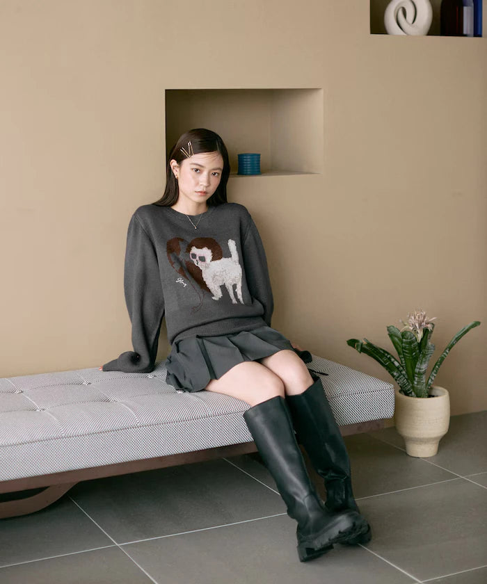 Sweat-like Animal Jacquard Knit