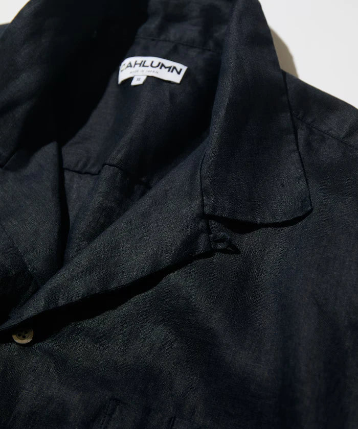 Linen Open Collar Short Sleeve Shirt