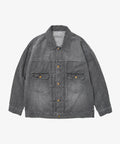 trucker jacket black denim bleached