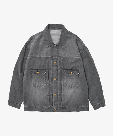 trucker jacket black denim bleached