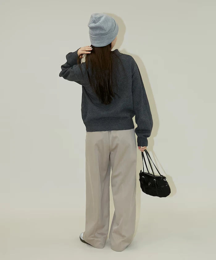 Polo knit pullover with flower motif - limited edition