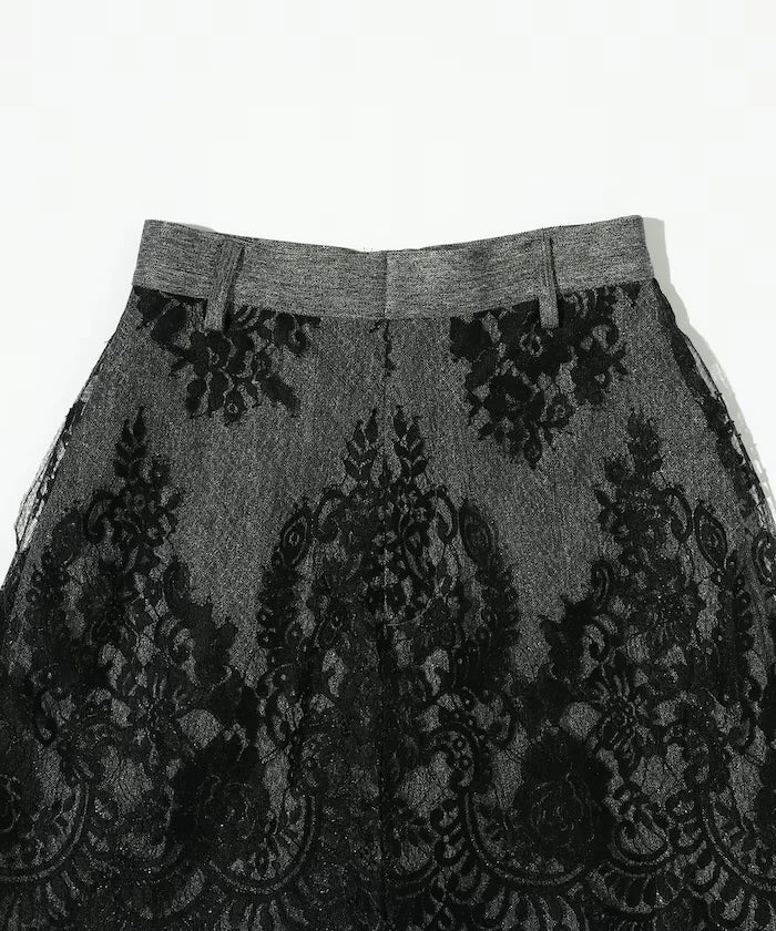 Lace Layered Slacks / Center Press Wide Slacks