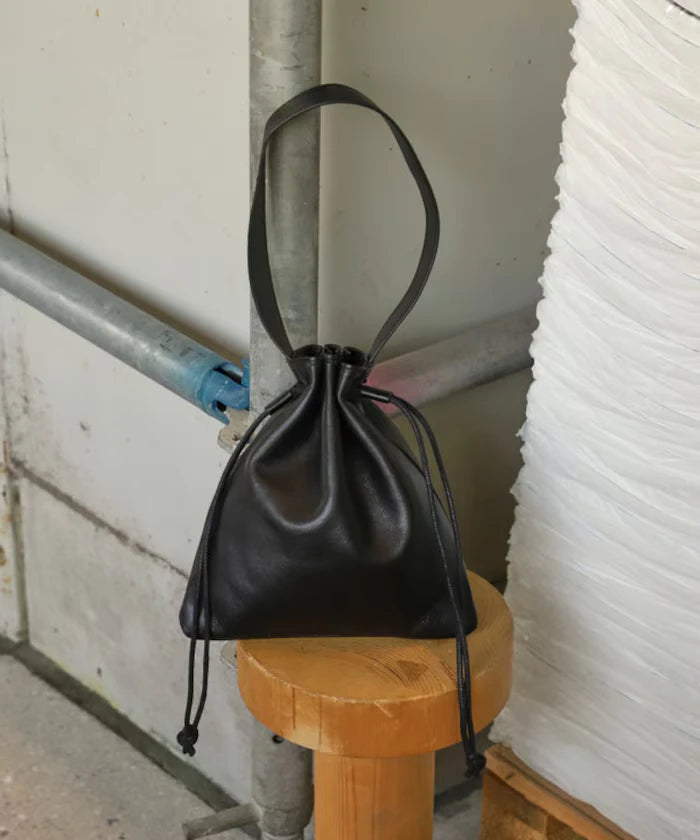 Drawstring Leather Handbag