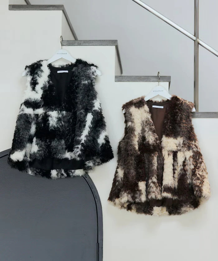 Peplum Silhouette Cow Print Fake Fur Vest