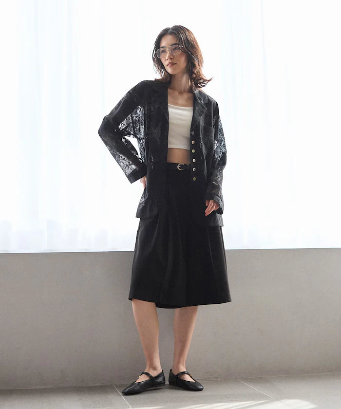 [February 12 12:00 Release] Panel Lace Shirt Jacket / Compatible with Setup