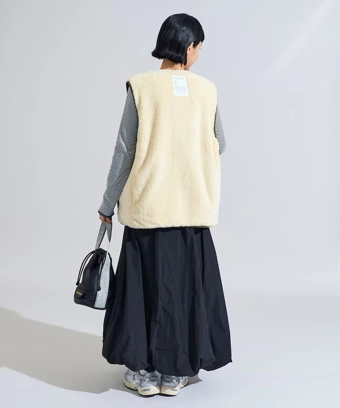 Cotton Nylon Twill Reversible Boa Vest