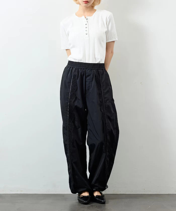 Henry Neck Knitted Lace T-Shirt